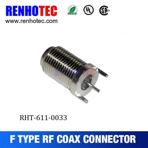 180 Degree F Type Female PCB Compression Coaxial F Connector